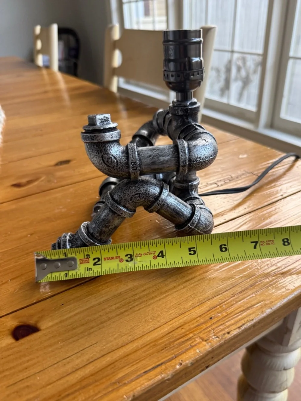 Metal Pipe Sitting Man Desk Table Lamp Light Metal Art Funky Deco Man Cave